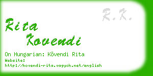 rita kovendi business card