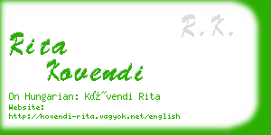 rita kovendi business card